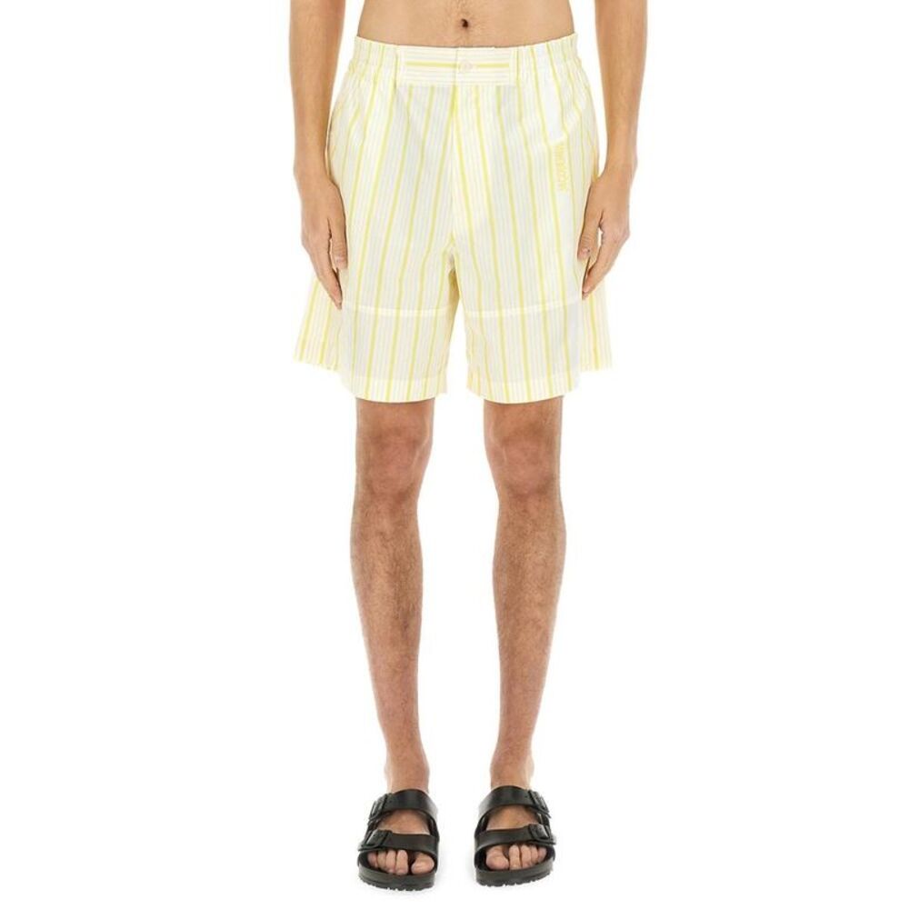 JACQUEMUS Striped Relaxed Fit Shorts Men Beige Pants